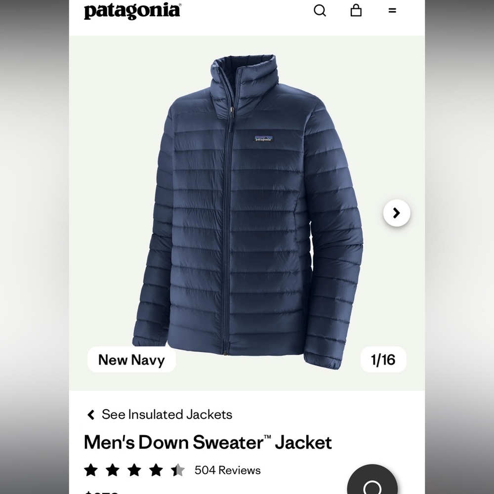 Patagonia Men's Puffer Jacket -  Navy